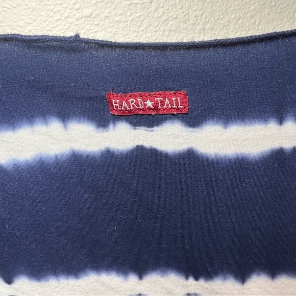 HARD TAIL FOREVER Striped Tie Dye Asymmetric Hem long slouchy top size Medium - Picture 4 of 8